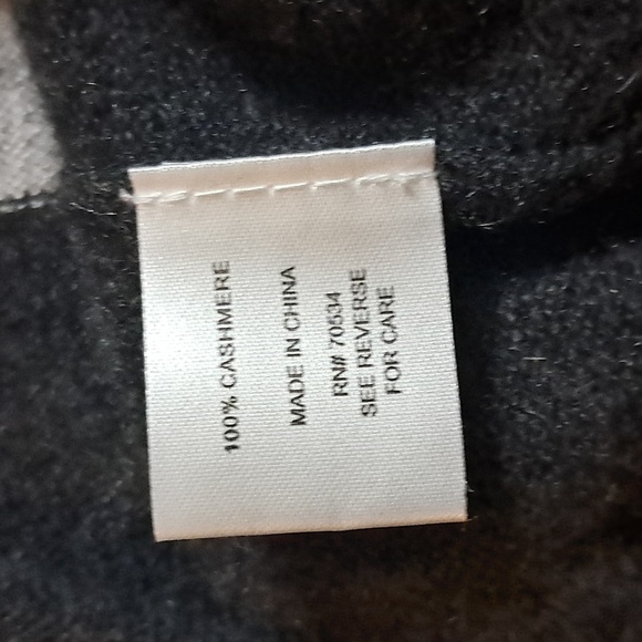 Orvis Women 100% Cashmere Crew Neck Sweater Tunic Size L Gray Striped Soft Comfy - Picture 7 of 10